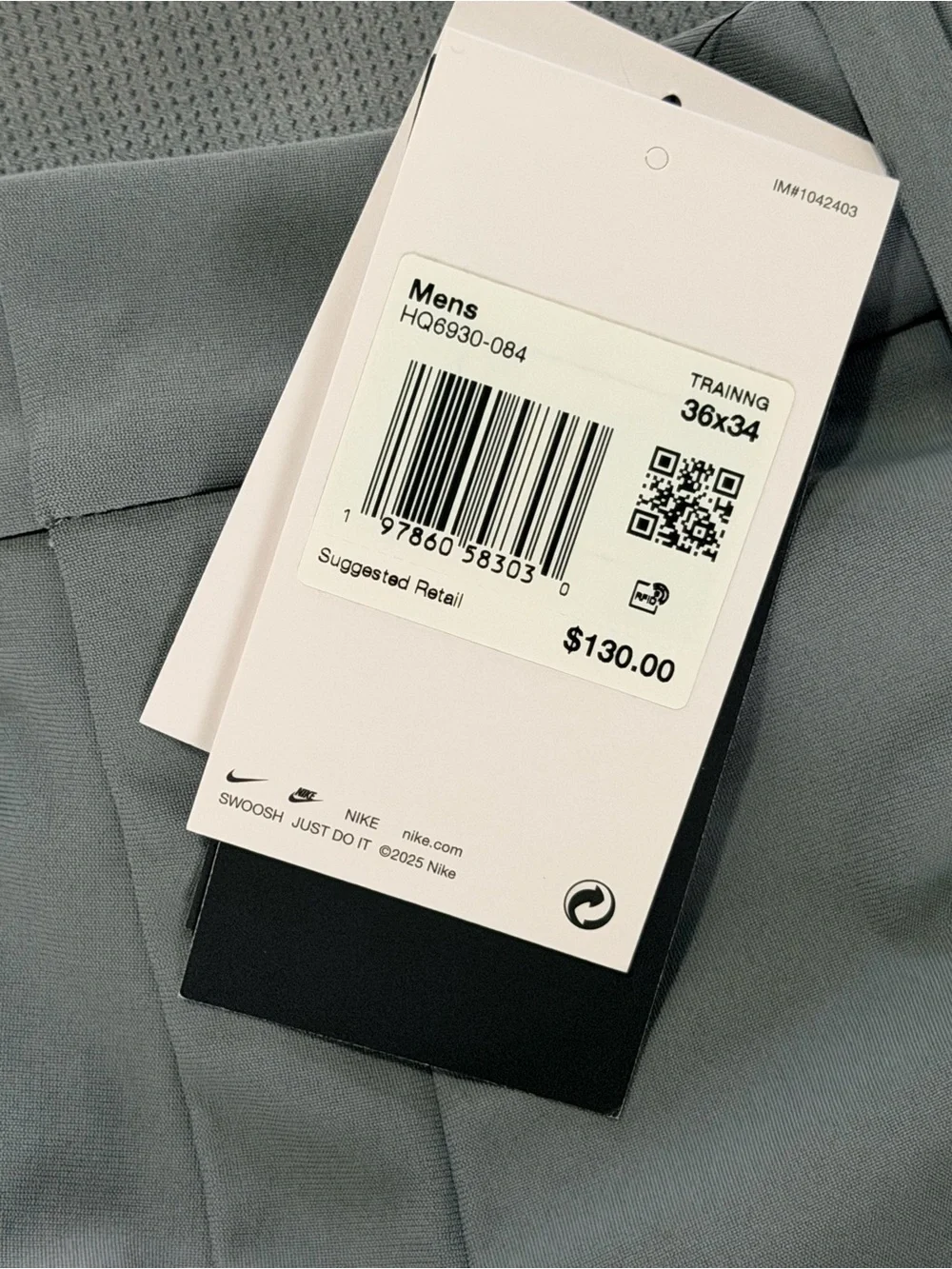 NIKE DRI FIT 24.7 Straight Fit Performance Pants Gray 5 pocket golf pants